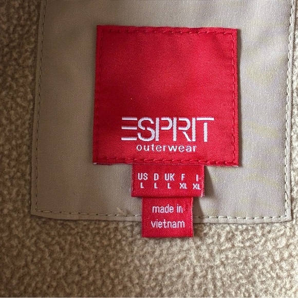 Esprit Women’s Quilted Hooded Coat Beige Long Jacket Size L Warm Outerwear - Picture 2 of 16